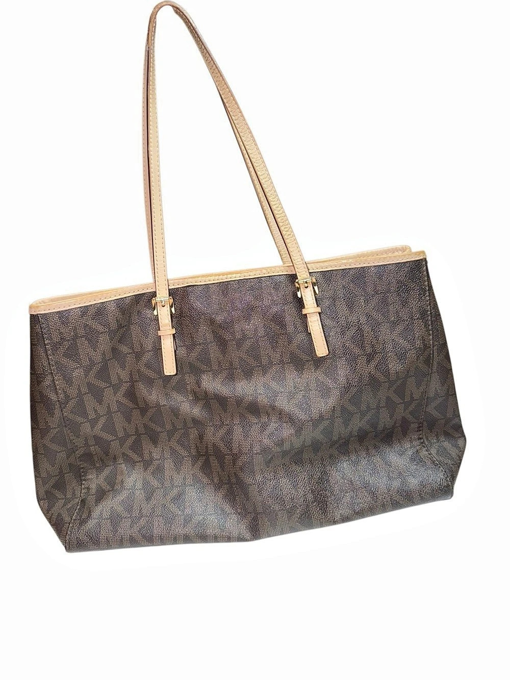 Michael Kors Jet Set Travel Large Top Zip Tote Brown & Beige
